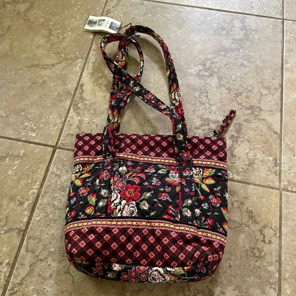 Vera Bradley Quilted Cotton Shoulder Bag Floral Plaid Print NWT - Picture 3 of 5